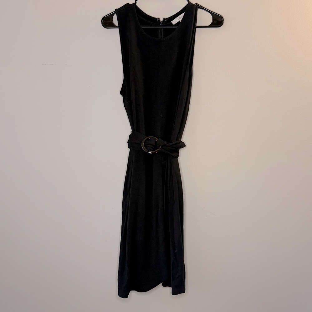 LOFT Belted Black Dress